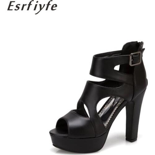 ESRFIYFE 2021 New Fashion Summer Women Sandals High Heel Platform Dress Party Shoes Ankle Strap Plus Size 34-50 Peep Toe Snadals