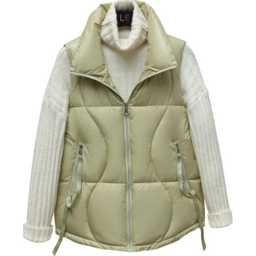 Women Cotton Padded Vest Short Autumn Winter 2021 Korean Loose Stand Collar Lightweight Vest Sleeveless Waistcoat Female Jacket