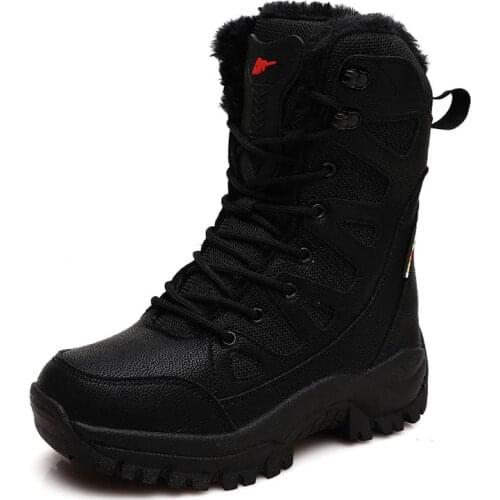 Winter Men Military Boots Special Force Tactical Desert Boots Waterproof Leather Mens Boots Plush Warm Snow Boots Work Shoe 658