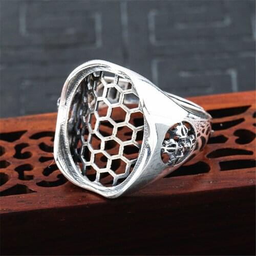 Ring Setting for 15x20mm Oval Cabochons Ring Blank Thai Sterling Silver Adjustable Band Ring Base JZ0002