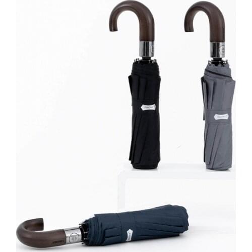 Wooden Hook Handle Clear Umbrella Automatic Business Men Big Golf Umbrella Rain Women UV Parasol Sun Umbrella 10K Windproof