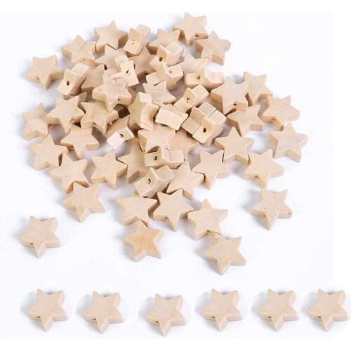 100Pcs Natural Wood Beads Star Shape Unfinished Wooden Loose Beads Spacer Beads with Hole for Crafts DIY Jewelry Making, 20MM