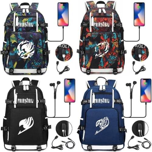 18 Inch Fairy Tale Snake Pattern USB Port Backpack Bag Laptop Travel Rucksack School Student Kids Boys Book Bag Gift