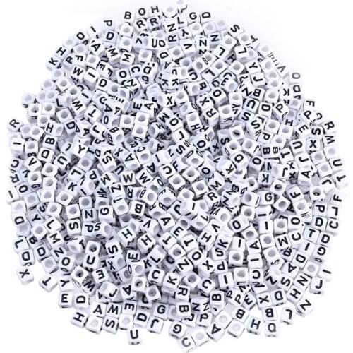 500/600/800 Pieces DIY Acrylic Alphabet Letter Cube Beads for Jewelry Making DIY Bracelets Necklaces Childrens Educational Toys