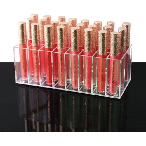 24 Slots Acrylic Lip Gloss Holder Lipstick Box Display Stand Sundry Storage Box Cosmetic Makeup Organizer Holder