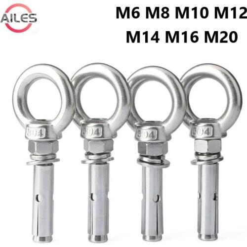 M6 M16 Sleeve Anchor Concrete Expansion Eye Bolt 304Stainless Steel Installation Artifact Hook Universal Ring Expansion Screws