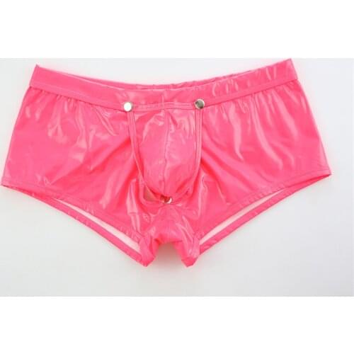 Man Paint Nightclub Bright Skin Imitation Leather Pants Low Waist Pouch Separation