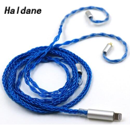Haldane HIFI UP-OCC Single Crystal Silver MMCX Connector Headphone Upgrade Cable for Lightning Plug