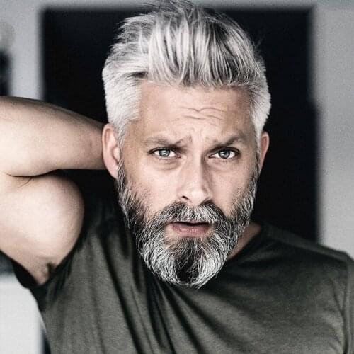 Grey Color 0.04-0.05 Thin Skin Toupee Full PU for Men Mens Hair Pieces Replacement System 1B 65 Color Human Hair Mens Wig