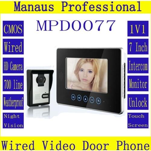 High Quality One to One Video Doorphone Kit Configuration,Professional Smart Home 7 inch Screen Touch Video Intercom Phone D77b