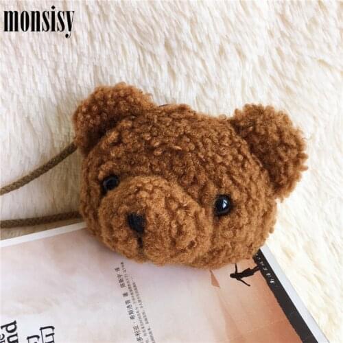 Monsisy 2020 Plush Bear Coin Purse and Handbag For Girl Boy Small Change Bag Children Wallet Kid Baby Money Shoulder Bags Bolsa
