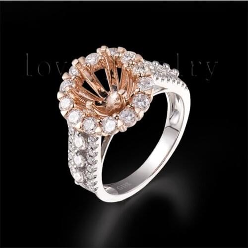 Hot!Round 7mm Diamond Semi Mount Rings Solid 18Kt Two Tone Gold,Setting Rings 750 Two Tone Gold Sale SR00341A