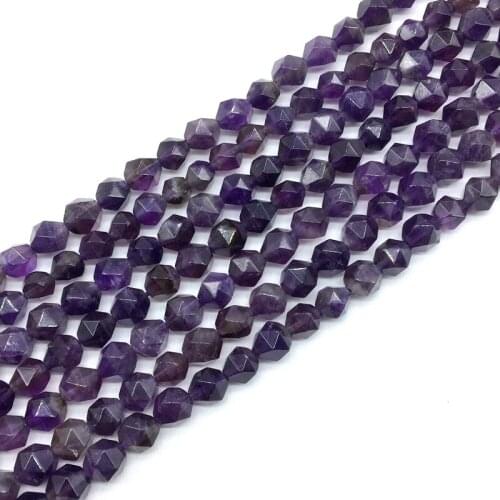 Mew Natural Stone Beads Amethyts Bead Cut Faceted Cube 5 mm 7 mm 9 mm Good For DIY Making Jewelry Supplies