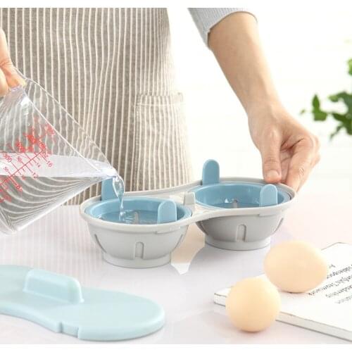 Microwave Double Egg Poacher Maker Poached Eggs Cooker Steamer Kitchen Gadget Dishwasher Heat Resistant Microwave Egg Poacher