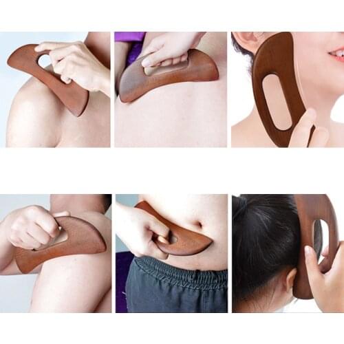 New Carbonized Wooden Guasha Massage Scraper Pressure Therapy Acupoint Massager Facial Body Health Care Handle Massage Tool