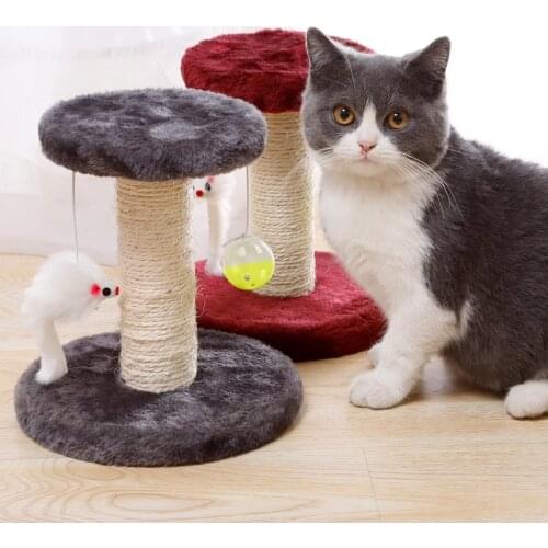 Cat Jumping Platform Cat Climb Shelf Scratch Tree Pet Play Toy Mouse Scratching Double Hanging Ball Climbing Frame