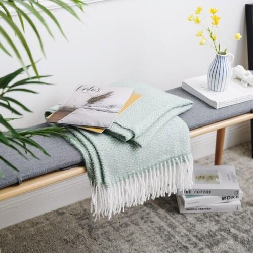 Geometric Throw Blanket for Couch Grey Knit Woven Tassel Blankets,Cozy Lightweight Decorative Throw for Sofa, Bed or Living Room