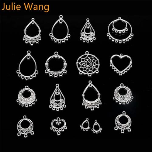Julie Wang 10 Pairs Mixed Bohemia Charms Drop-shaped Heart Alloy Fashion Necklace Earrings Bracelet Jewelry Making Accessory