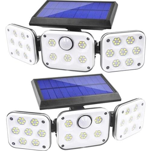 Solar Lights Outdoor, 3 Heads Motion Sensor Security Lights Solar ,Motion Detected Spotlight For Porch Entryways-2 Pack