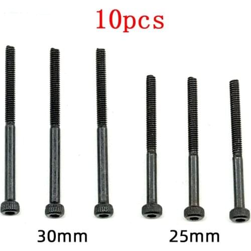 10 Pieces M2*25/30mm Half Thread Screw 2mm Hexagon Socket Head Cap Screws Nuts Black Spare Parts for Tamiya Mini 4WD Car Model