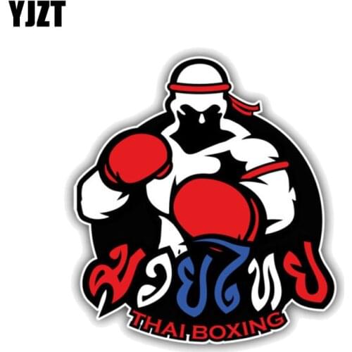 YJZT 9.9CM*10.8CM Personality Thai Boxing Car Sticker PVC Funny Decal 12-1390