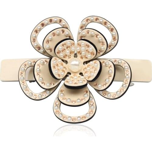 French Design Camellia Flower Hair Barrette Clip - Cellulose Acetate Hair Accessory Jewelry Ornament for Women Female for Braids
