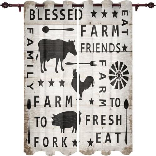 Living Room Curtains Farm Animal Wood Grain Modern Home Decor Bathroom Kitchen Bedroom Balcony Floor Valance Curtains