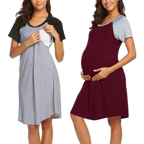 Women Maternity Dress Nursing Baby Nightgown Breastfeeding Nightshirt Sleepwear Womens Clothing Plus Size Mama Clothes