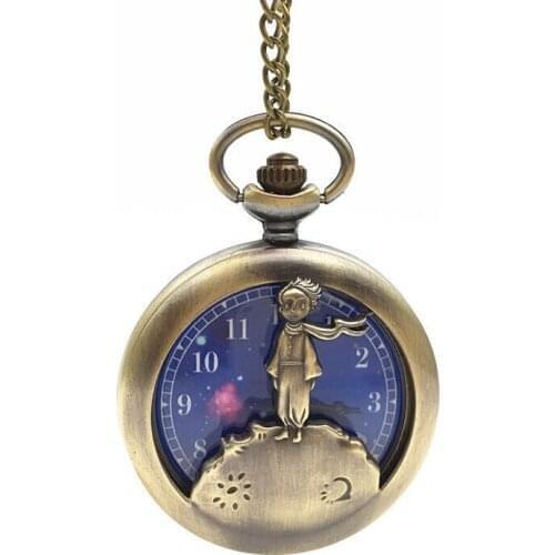 100pcs/lot Hot Sell Blue Dial little Prince Pocket Watch Pendant High Quality Quartz Gift Watch Women Necklace Wholesell