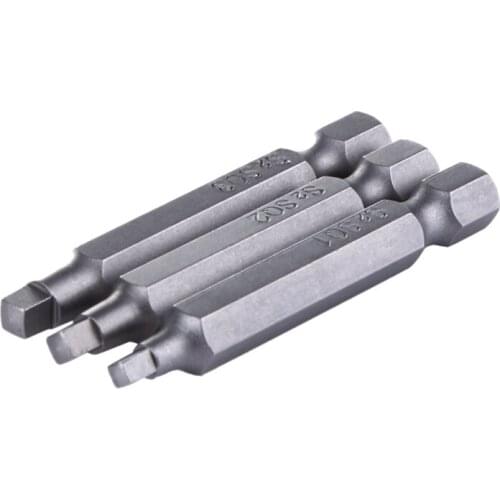 Hot 3Pcs 50Mm 1/4 Inch Hex Square Bits Square Head Screwdriver Bits S2 Alloy Steel Magnetic Screwdriver Bits Set Hand Tools