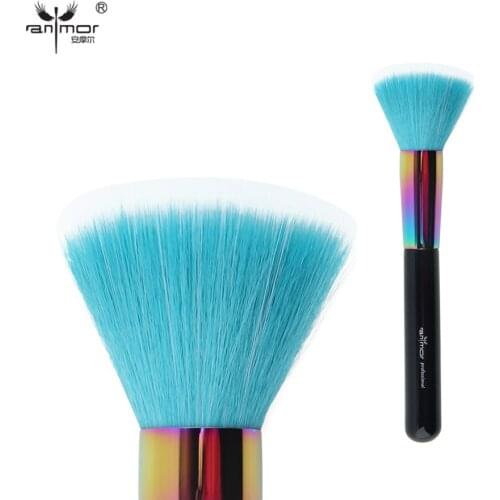 Anmor Colorful Duo Fibre Brush Professional Multipurpose Wooden Handle Makeup Brushes for Face Powder Blusher Cosmetic Tool