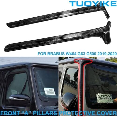 Car Styling Real Carbon Fiber Front A Pillars Protective Cover Trim Panel Sticker For Mercedes BENZ W464 G63 G500 G550 2019-2020
