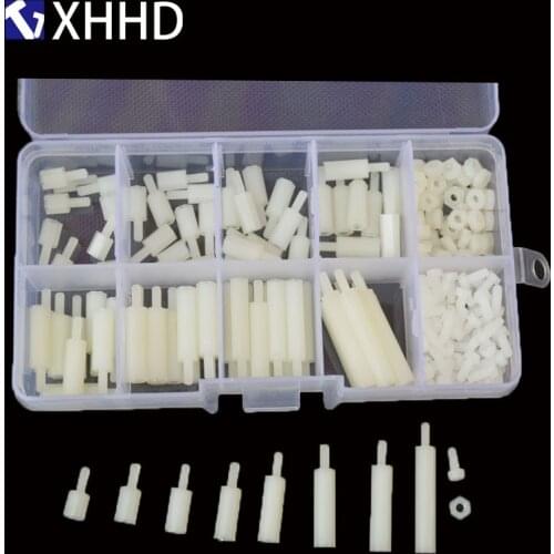 M2.5 White Hex Nylon Column Male Female Standoff Pillar Thread Plastic Hexagon PCB Motherboard Screw Nut Set Assortment Kit Box