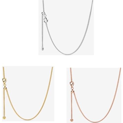 Curb Chain Necklace Chain Fits For Beads & Charms DIY Chain Fashion Female Necklace Sterling Silver Jewelry