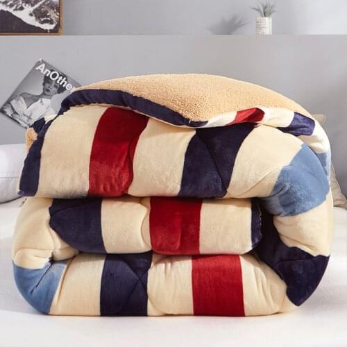 Flannel Warm Winter Wool Quilt Thicken Comforter/ Duvet/ Blanket Lamb Down Fabric Filling Bedding Set