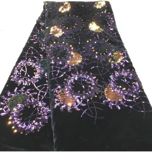 Hot Sale Velvet Lace Fabric 2019 High Quality African Lace Fabric with Sequins French Lace Fabric for Evening Dress M35551