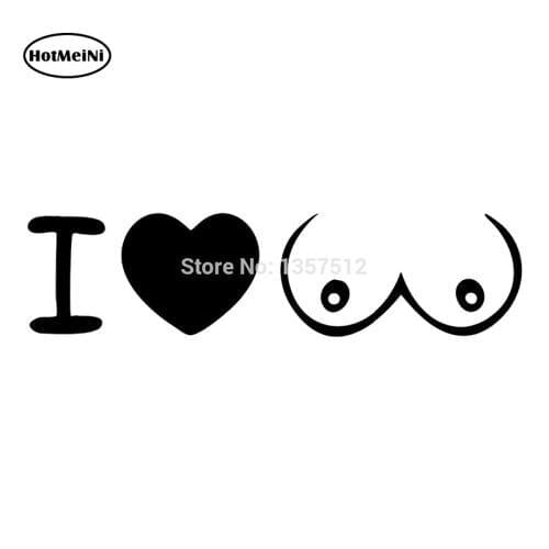 HotMeiNi I love boobs CAR WINDOW STICKER For Truck SUV Bumper Auto Door Laptop Kayak Canoe Art Wall Die Cut Vinyl Decal 9*2"