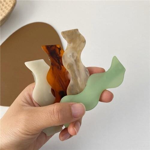 Korean Exquisite Tortoiseshell Wave Bangs Hairpins Women Vintage Matte Acetate Simple Acrylic Alligator Clips Hair Accessories