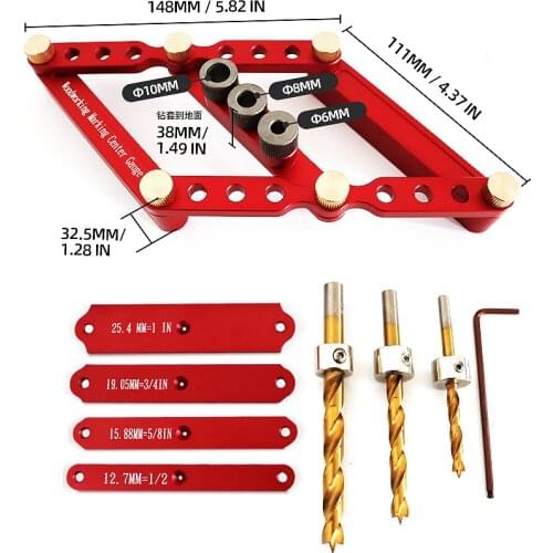 Round Dowel Jig Drill Guide Woodworking Drilling Punch Locator Scribe Marking Gauge Scribing Ruler Joinery Carpenter Tools