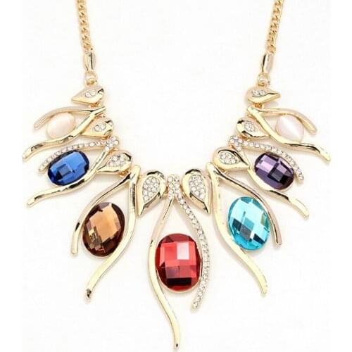 Hyperbole Big Necklaces & Pendants For Women Vintage Egg Shape Crystal Flower Pendant Necklace Fashion Round Stone Fine Jewelry