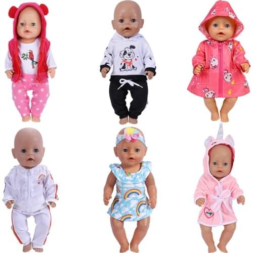 18 Inch Doll Baby Clothes Suit Cute Frog Unicorn Six Piece Set Fit 43cm American Girl Reborn New Born Dolls DIY Gift`s Toy