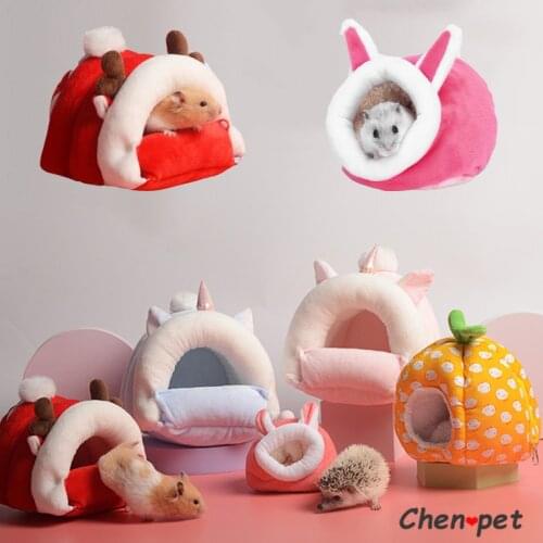 Cute Hamster Nest Velvet Warm Pet Nest Soft Cotton Cushion Hamster Hedgehog Chinchilla Rabbit Pet Plush Bed Hamster Accessories