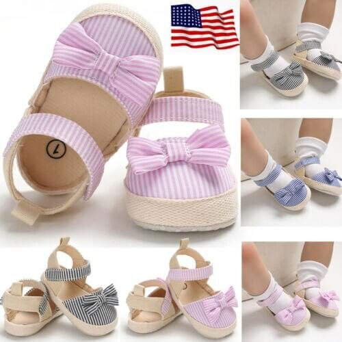 Hot Fashion Infant Baby Girl Soft Sole Crib Shoes Toddler Summer Shoes Bow-Knot First Walker