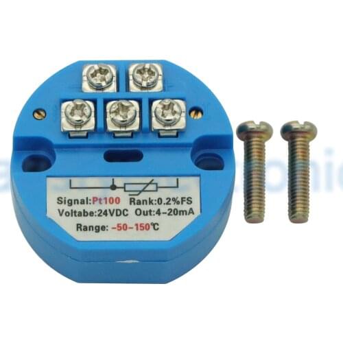 DC 24V RTD PT100 Temperature Transmitter Sensor Module Thermal Resistance 4-20mA -50~150 Degree