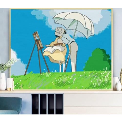 Painting By Numbers DIY Cartoon Hayao Miyazaki Handmade Gift Paint By Number Canvas Kits Figure Acrylic Paint Decoration