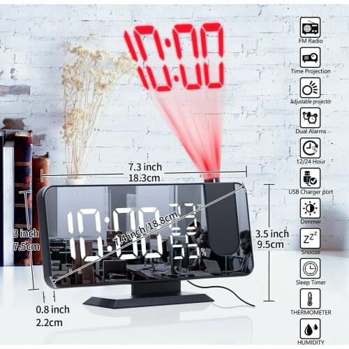 New FM Radio LED Digital Smart Alarm Clock Watch Table Electronic Desktop Clocks USB Wake Up Clock with projection Time Snooze