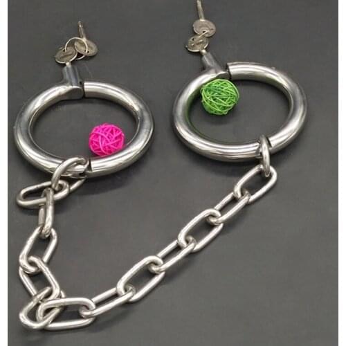 Stainless Steel Leg Irons Round Ring Ankle Cuffs BDSM Bondage Torture Sex Toys For Couples Slave Restraints Fetish Footcuffs