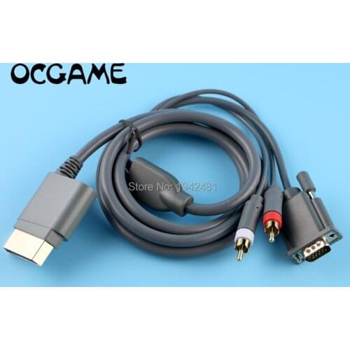 OCGAME 2PCS/LOT High quality Video Audio AV PC Monitor VGA Cable Cord Connecter for Xbox 360 Xbox360 VGA + 2RCA