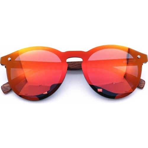 Belight Optical Rimless with Bamboo Arm Women Men Polarized Protection Round Shape Vintage Retro Sunglasses with Case Oculos