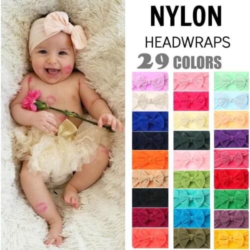 29 Colors Baby Nylon Headbands for Girls Kids Soft Bows Knot Turban Hair Bands Baby Newborn Hair Accessories Children Headwear